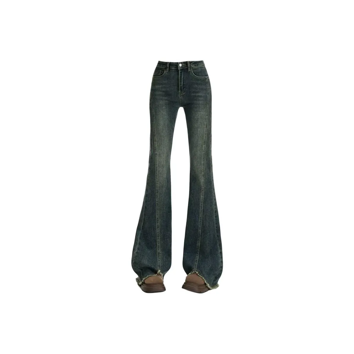 UOOHE Вымытый цвет Женские Джинсы