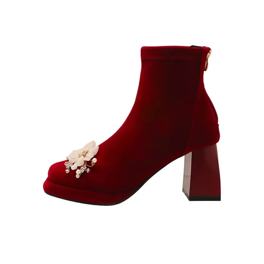 Zubumei Ботильоны 7CM Женские Red