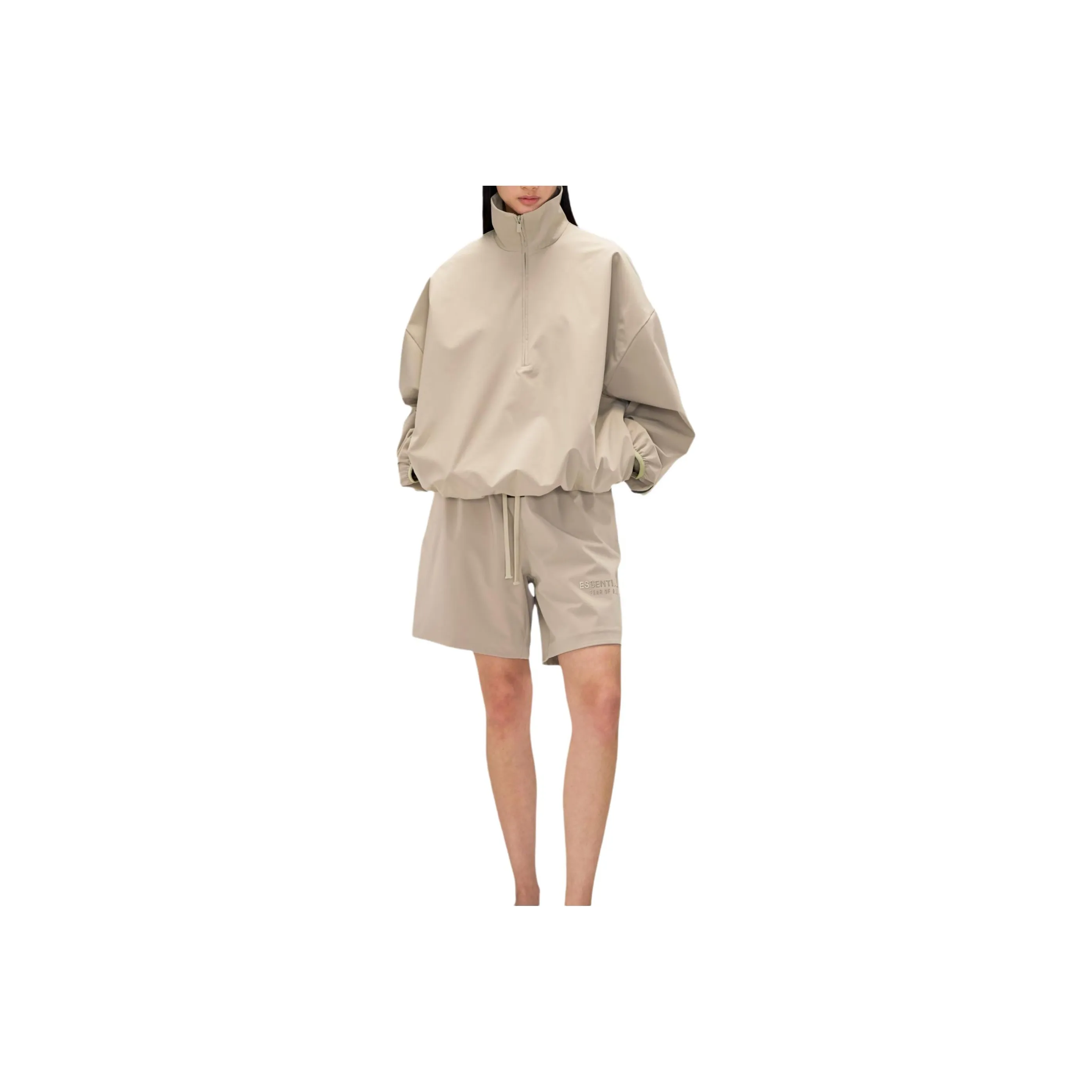 Fear Of God Essentials SS25 Спортивный Нейлон Полузастежка Древесина Свитшот Мужской