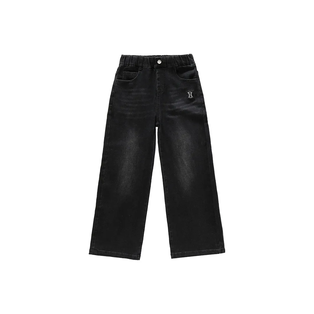 RHOBESAM Tao GU Детская одежда 8843 Передняя часть X Широкие брюки 3 Черный Kids Джинсы