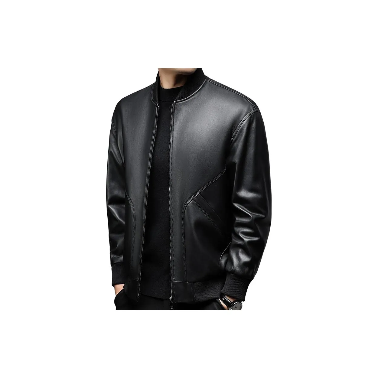 TAIZILONG Черные Мужские Кожаные Куртки