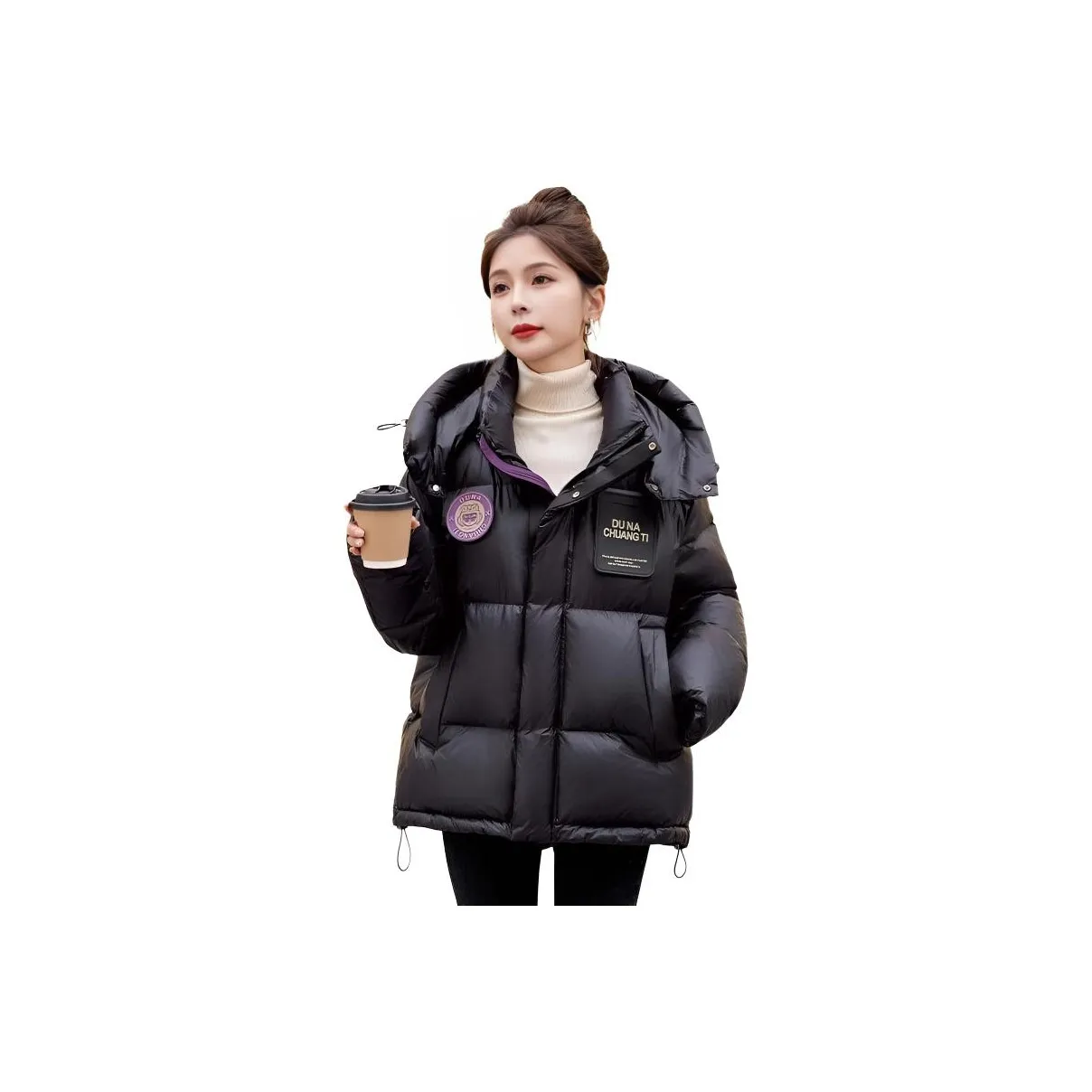 DEDY Фиолетовый Золотой Женские Пуховики