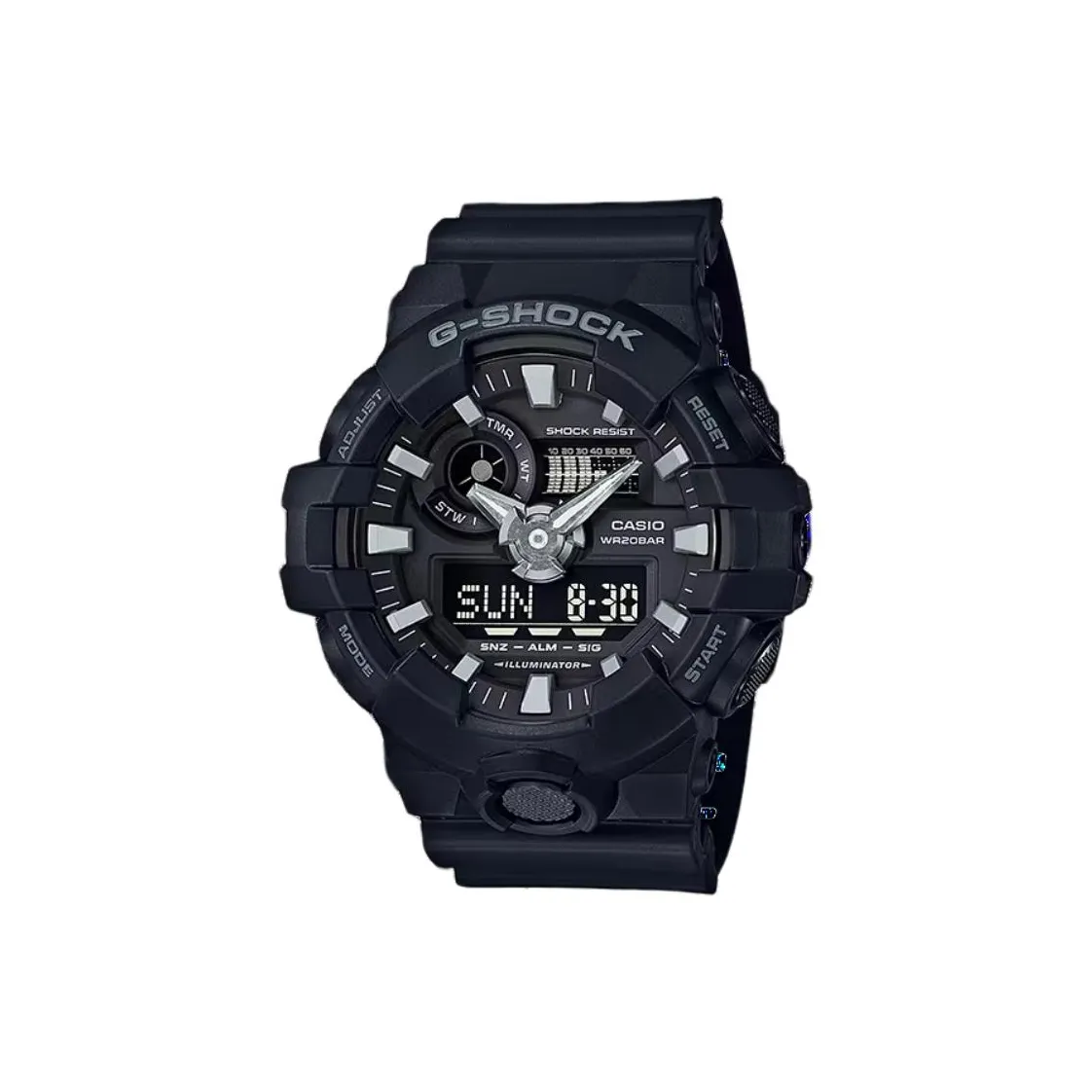 CASIO Liquid Crystal Analog Dual Display Series Кварцевый механизм Смольный ремешок Часы Мужские Черный циферблат