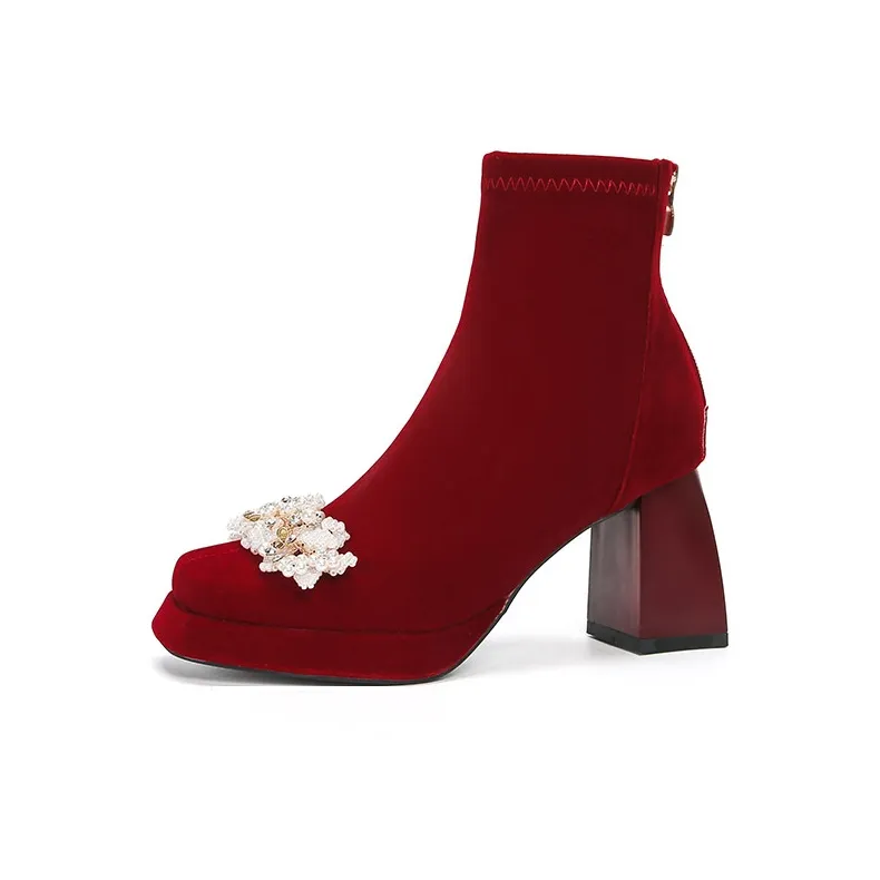 Zubumei Ботильоны 7CM Женские Red