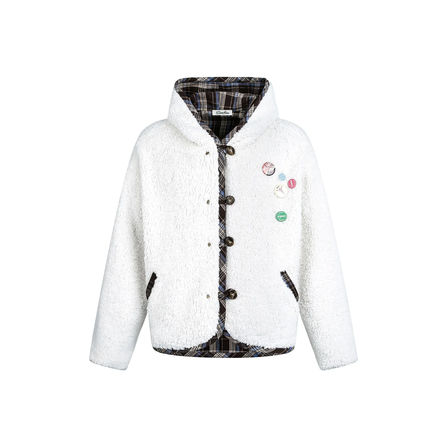 DOH STORE Синий Белый Двойной Сторонний Унисекс Пуховики