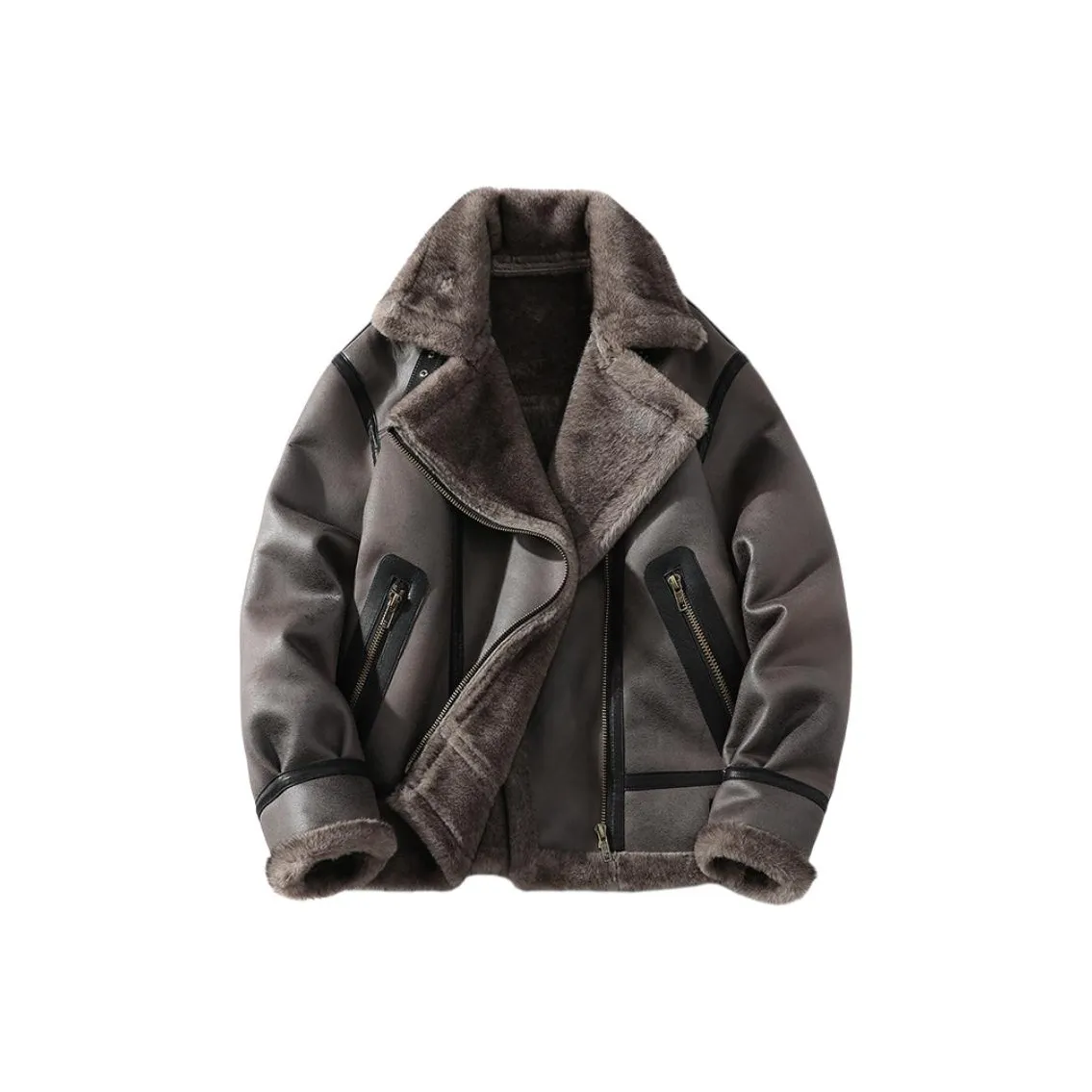 HYLHYL Коричневый Серый Унисекс Кожаные Куртки