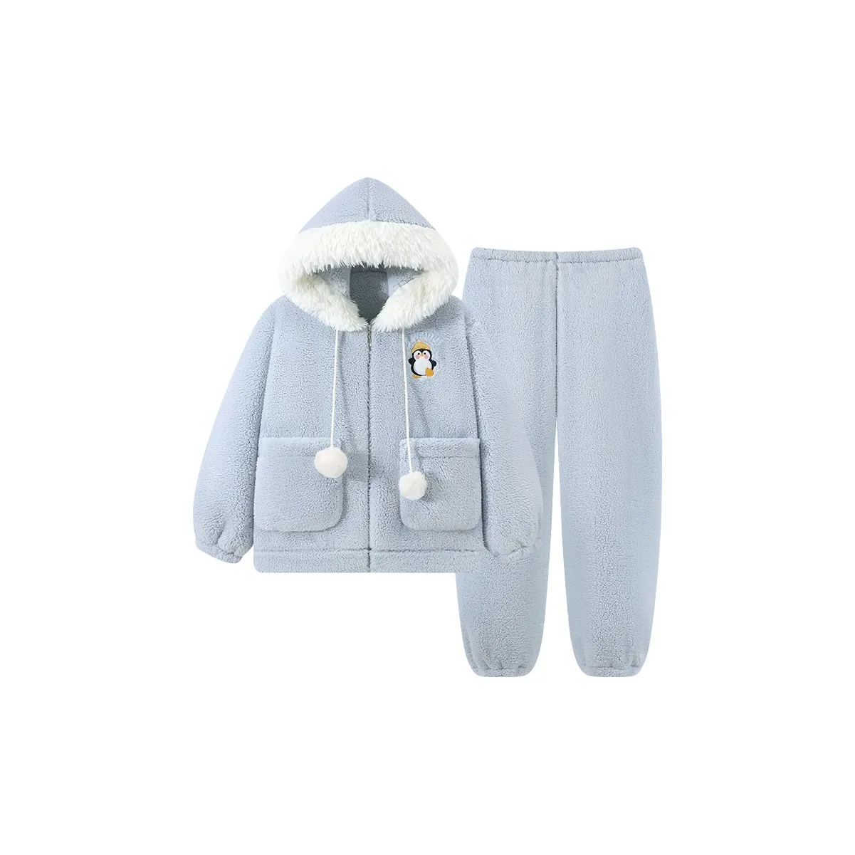 HANQIANNUO Осенне-зимняя пижама из фланели женская утолщенная с флисовой подкладкой термическая