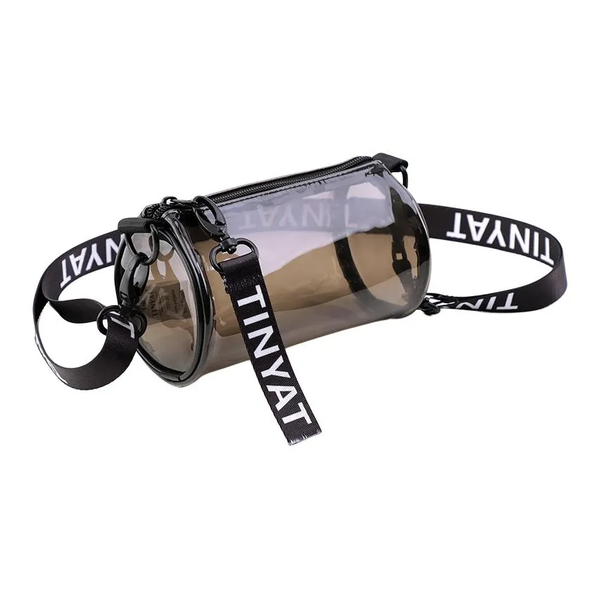 TINYAT Сумка через плечо из ПВХ маленькая унисекс прозрачная черная оранжевая синяя