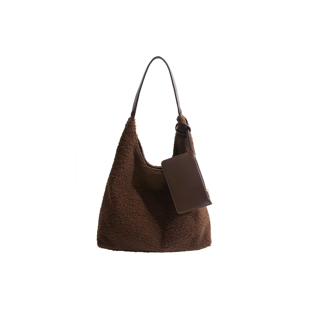 SWIMADE Плюшевая сумка через плечо женская кофейного черного белого серого цвета