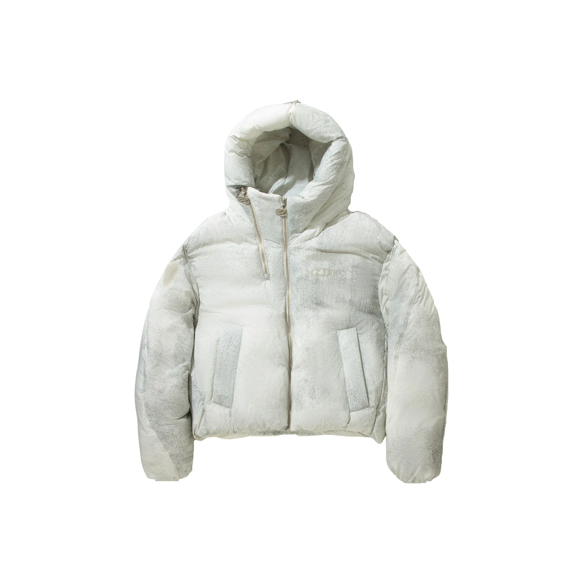 Лайнер Stone Серый Деним С принтом Женские Пуховики