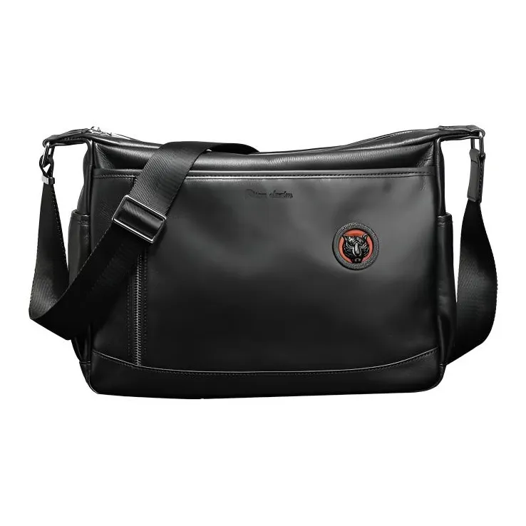 BISON DENIM Сумка через плечо из натуральной коровьей кожи стандартная мужская черная