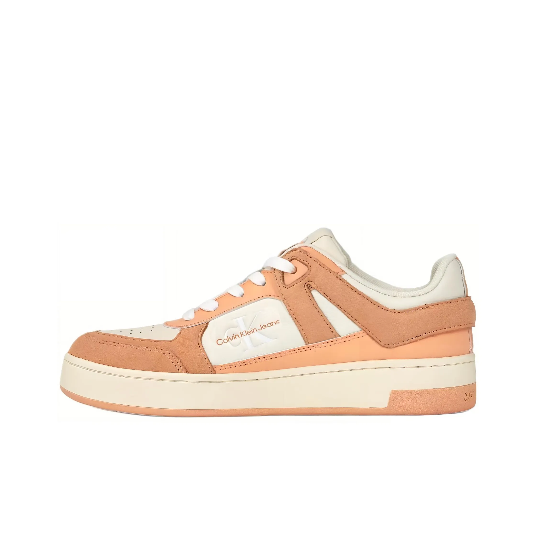 CKJ CALVIN KLEIN JEANS Skateboard Shoes Women's Low-Top Orange White