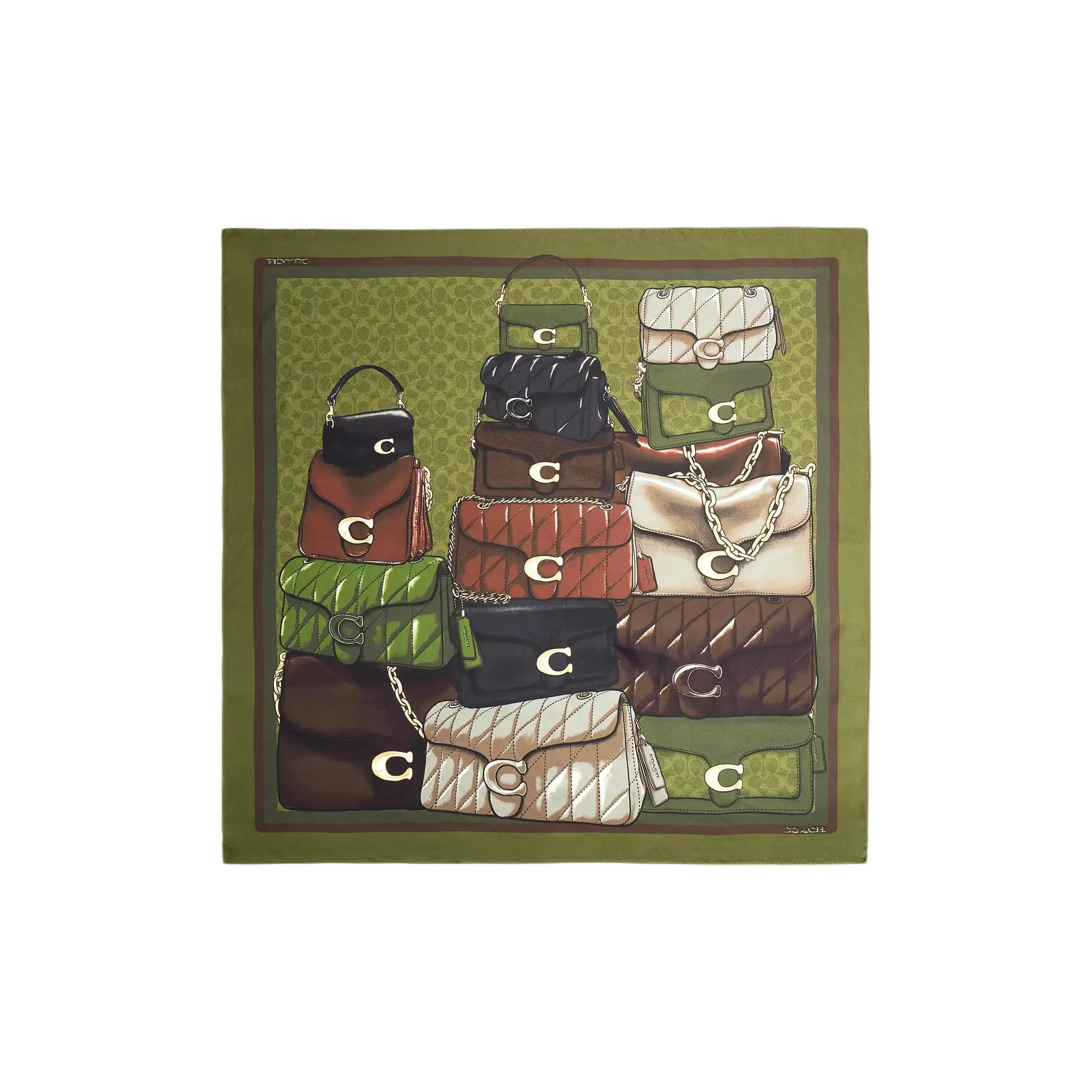 COACH Шелковые шарфы Женские Оливковый