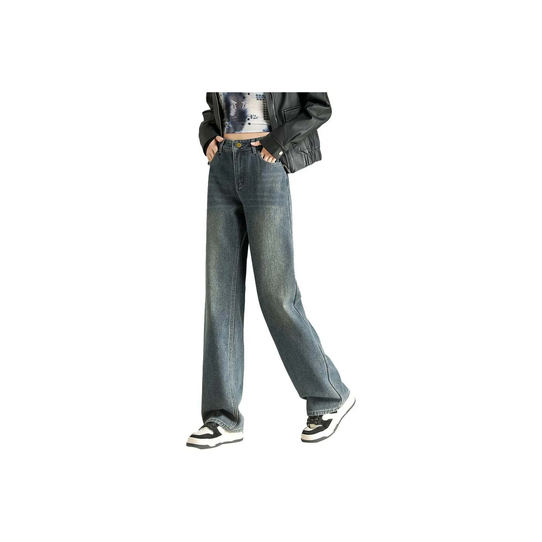 Tonlion Бетонно-серый Женские Джинсы