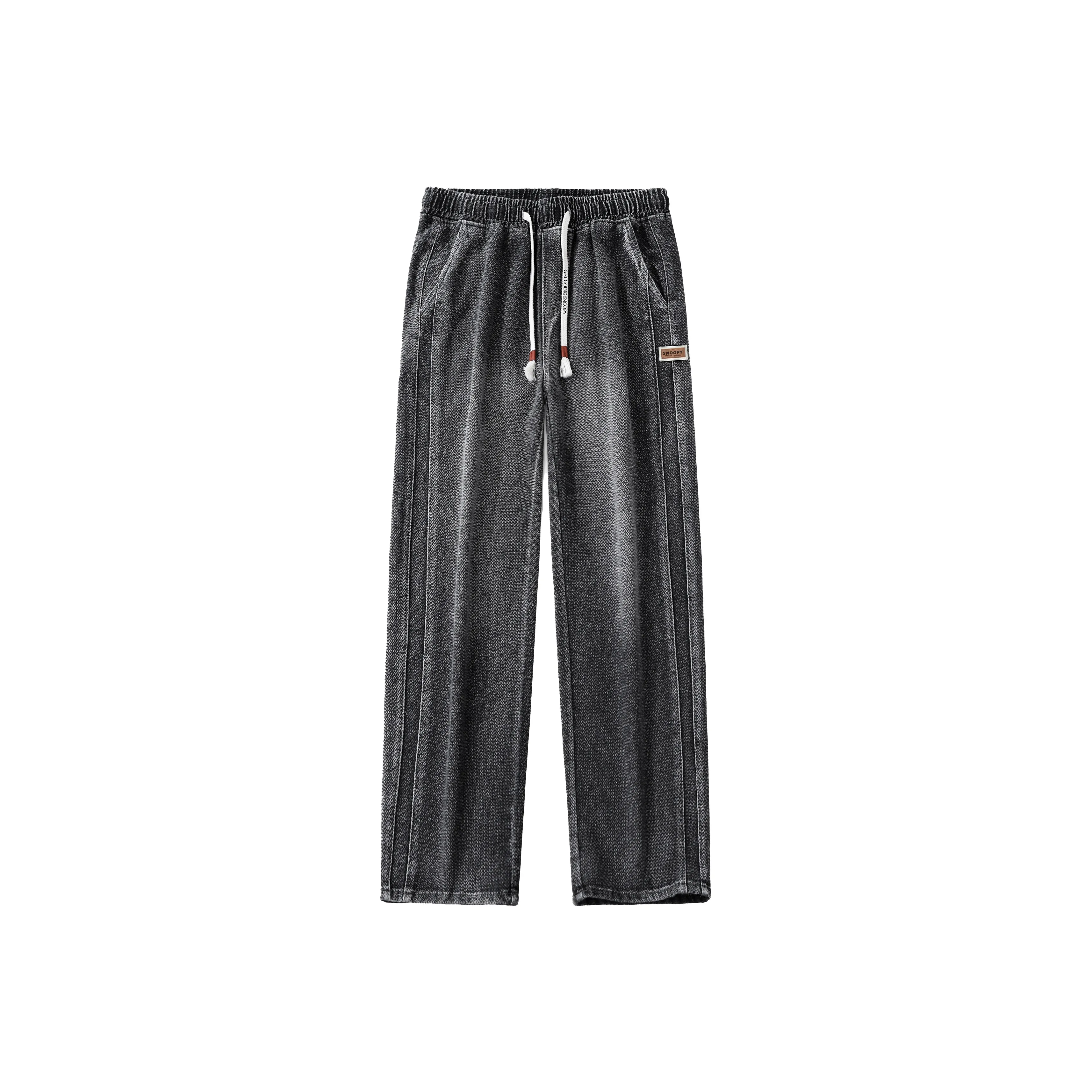 SNOOPY Черный Серый Флисовые Линейные Унисекс Джинсы