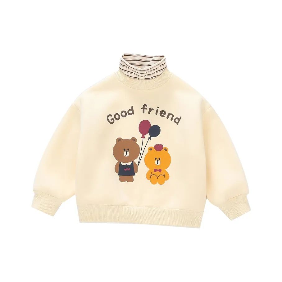 RHOBESAM Сяо Мин Дом L133 Mock Двухкомпонентный худи и свитшоты с флисовой подкладкой бежево-желтые детские свитшоты