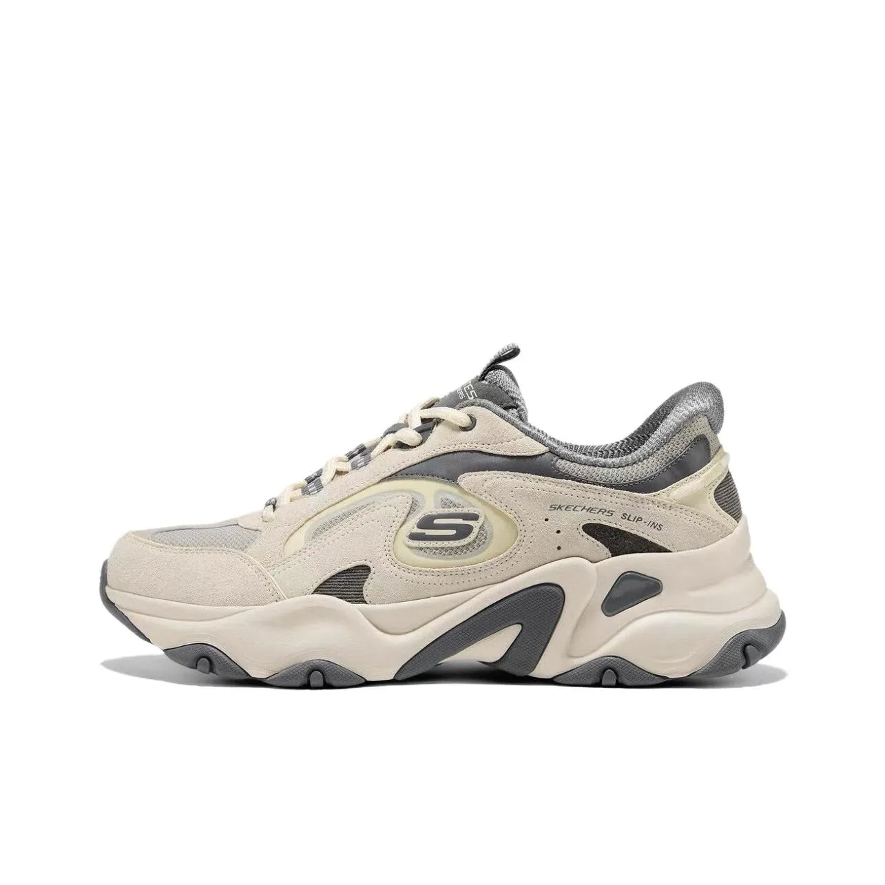 Skechers D'LITES 5,0 Амортизация и Дышащий Низкий Топ Толстая Подошва Мужские Светло-Серый Черный