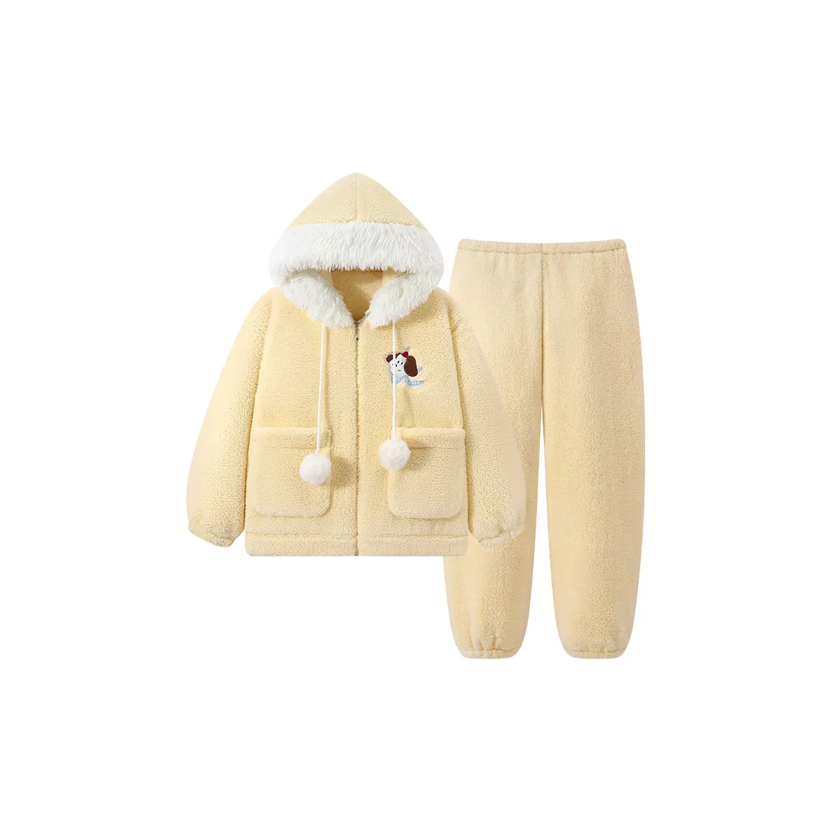 HANQIANNUO Осенне-зимняя пижама большой размер женский утолщенная с флисовой подкладкой и молнией