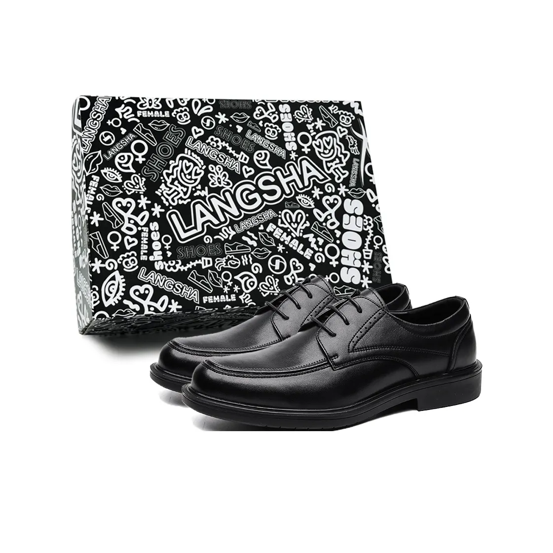 Lanza Британский стиль Minimalist Style Versatile Классический Модный Derby Bridegroom Свадьба Обувь Туфли Мужской Черный