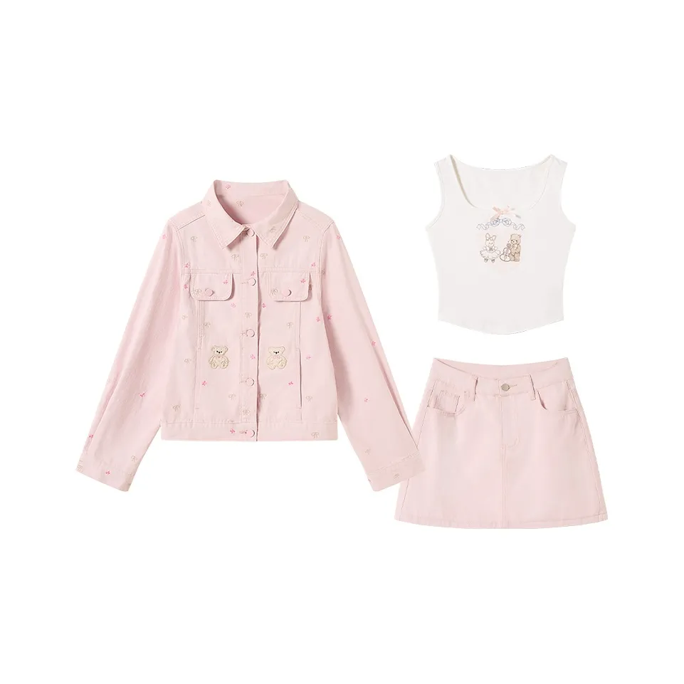 FABRIC PIG Розовый топ + Короткая юбка Женские Комплекты с юбкой