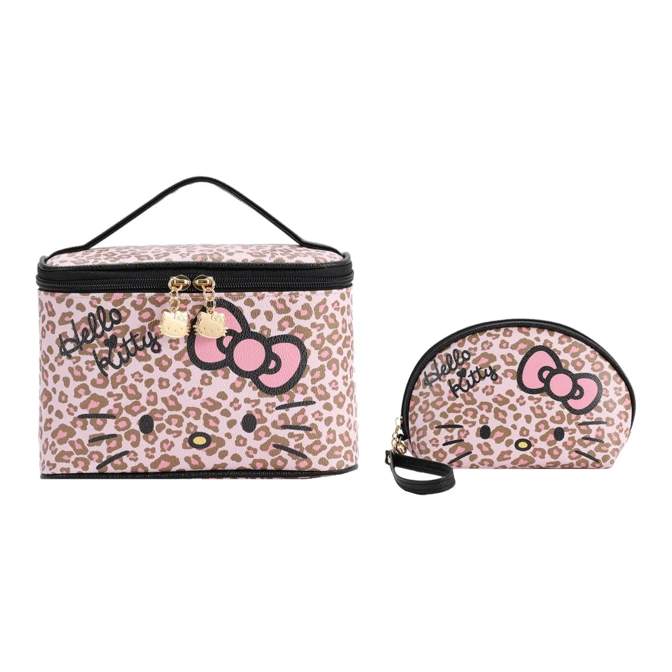 Sanrio Hello Kitty PU (полиуретан) Комбо-набор Маленький Женский Розовый Леопард с принтом