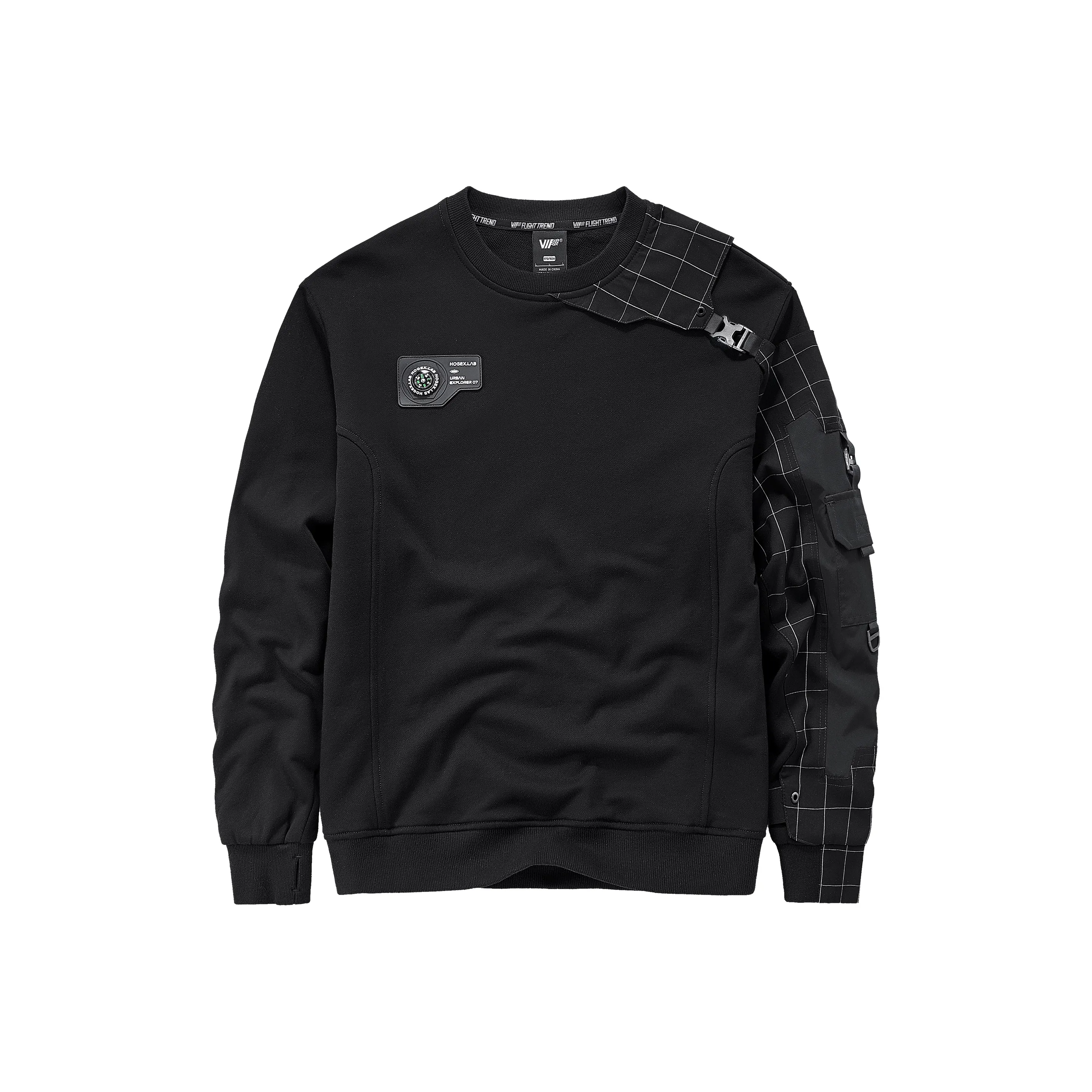 VIP Круглый вырез Свободный крой Свитшот Мужской Черный