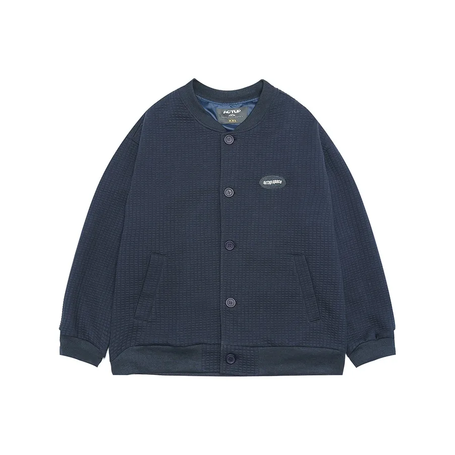 ACTUP Вафельная вязка Вышивка Бейсбольная куртка Мужская