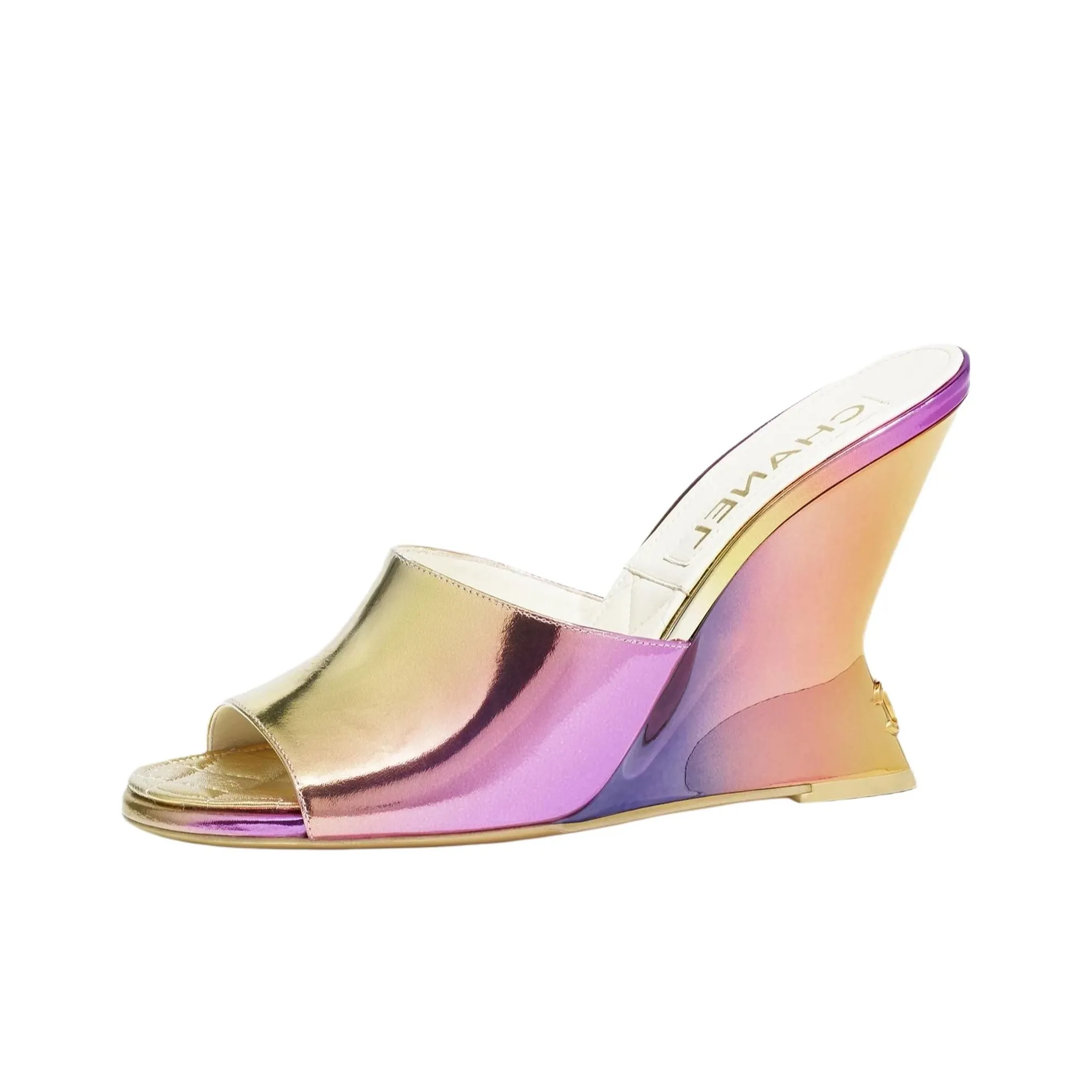 CHANEL Slide Slippers Women's Purple Gold