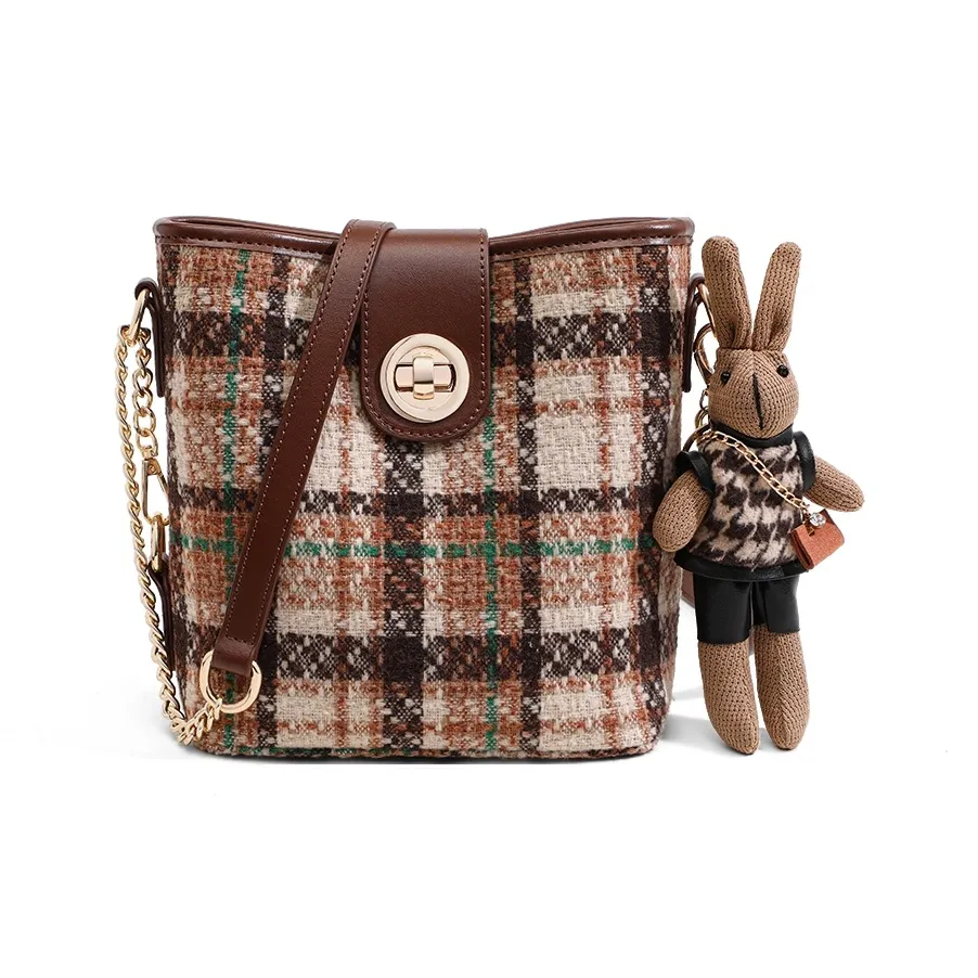 Crtnzo Kroez Сумка через плечо из ткани ведрообразная сумка стандартная женская кофейного цвета