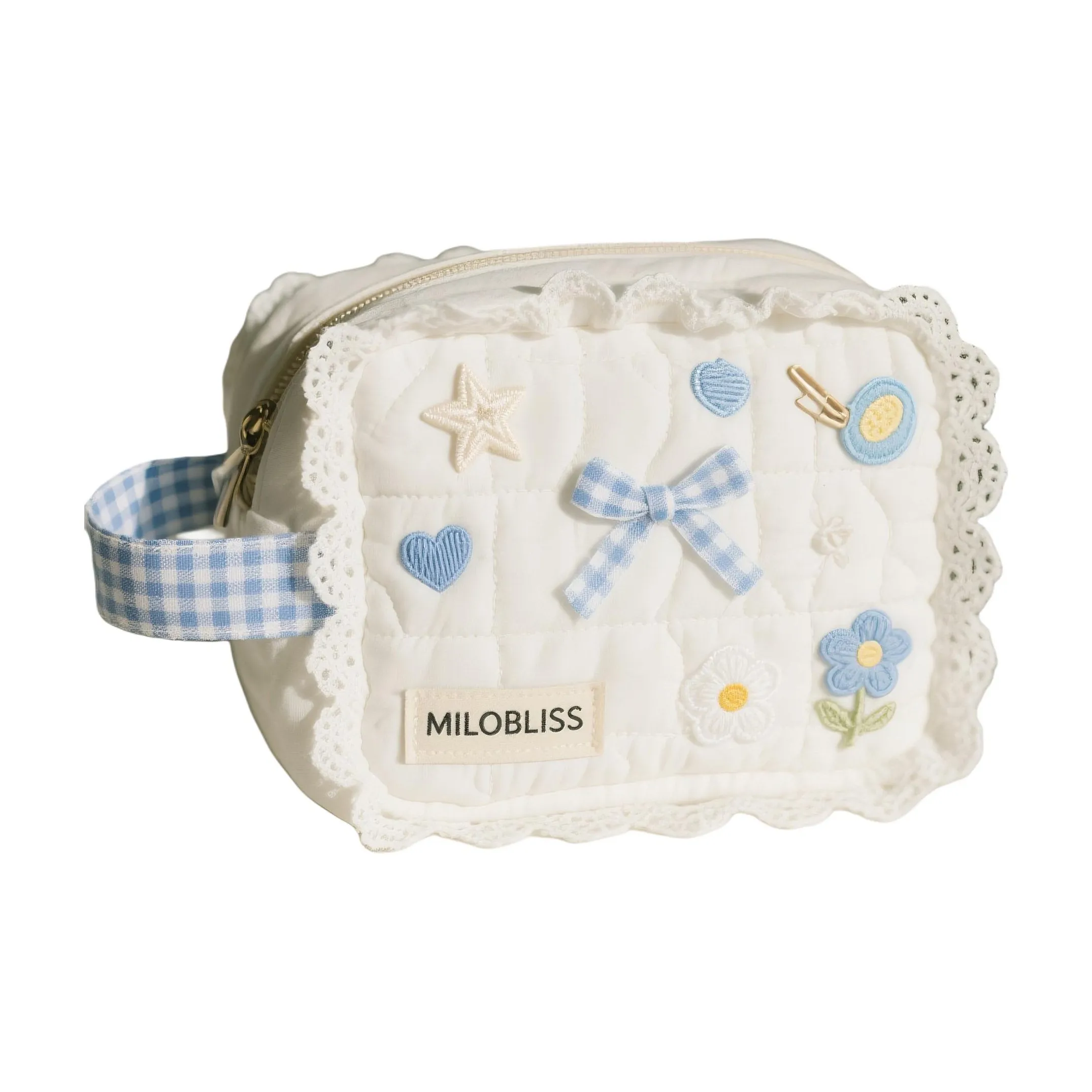 Stubborn Лоскутное шитье Makeup Bag Студенческая комната Сумка для хранения Милый Бант Портативный Путешествие Туалетная сумка Пылезащитный чехол