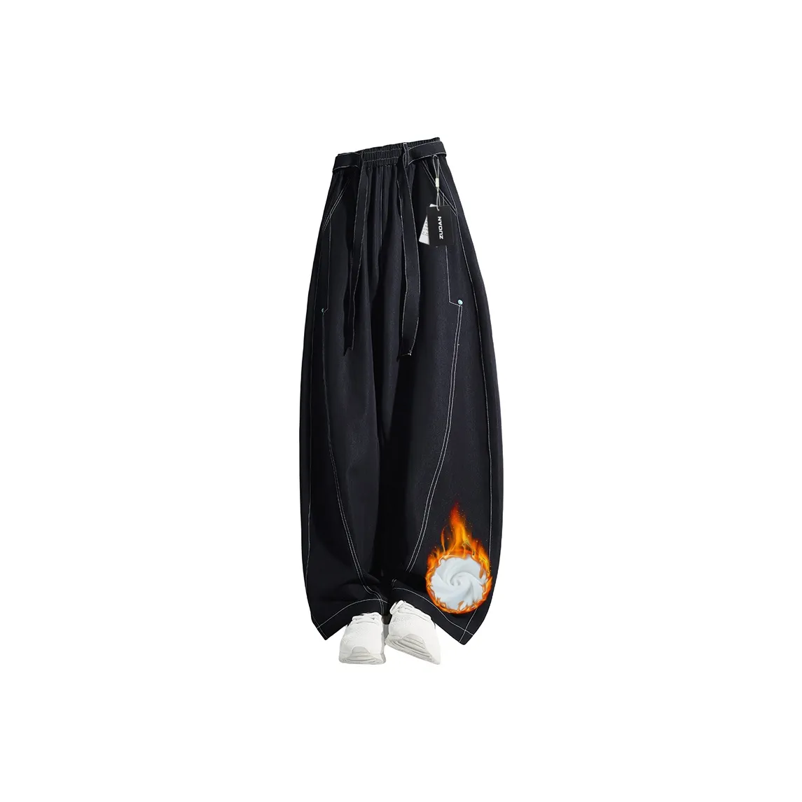 ZUOAN Черные джинсы с флисовой подкладкой для мужчин