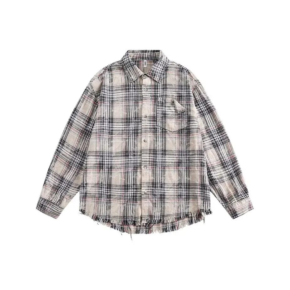 PLQV Бежевый Цвет Изображения Мужские Рубашки