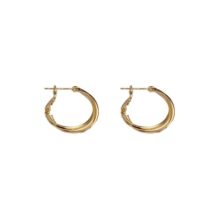 BONAS Утолщенные Серьги с Покрытием из Настоящего 14K Золото для Женщин