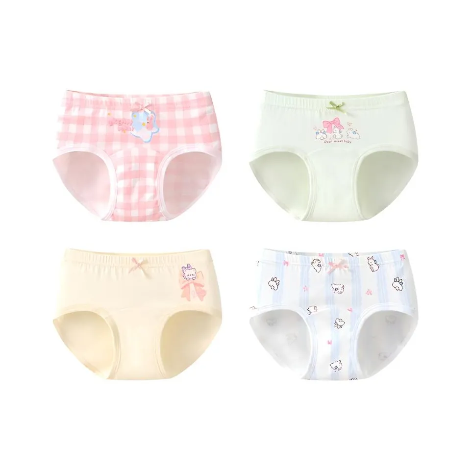 MIIOW 4 пачки Розовый+Зеленый+Синий+Абрикос Kids нижнее белье