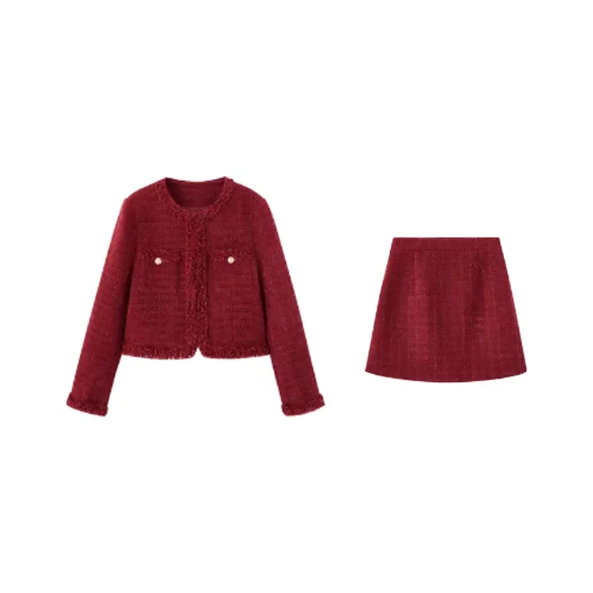 ABBY GODDESS Осенний комплект с юбкой женский красный