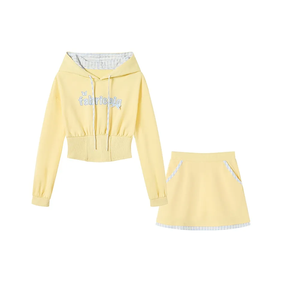 FABRIC PIG Желтый Свитшот + Короткая Юбка Женские Комплекты с Юбкой
