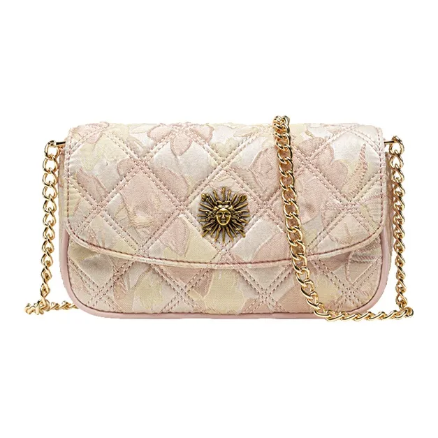 VANESSA HOGAN Ткань Гортензия Мягкая Сумка Сумка с цепочкой Маленькая Квадратная Сумка Сумка через плечо Женская Розовая