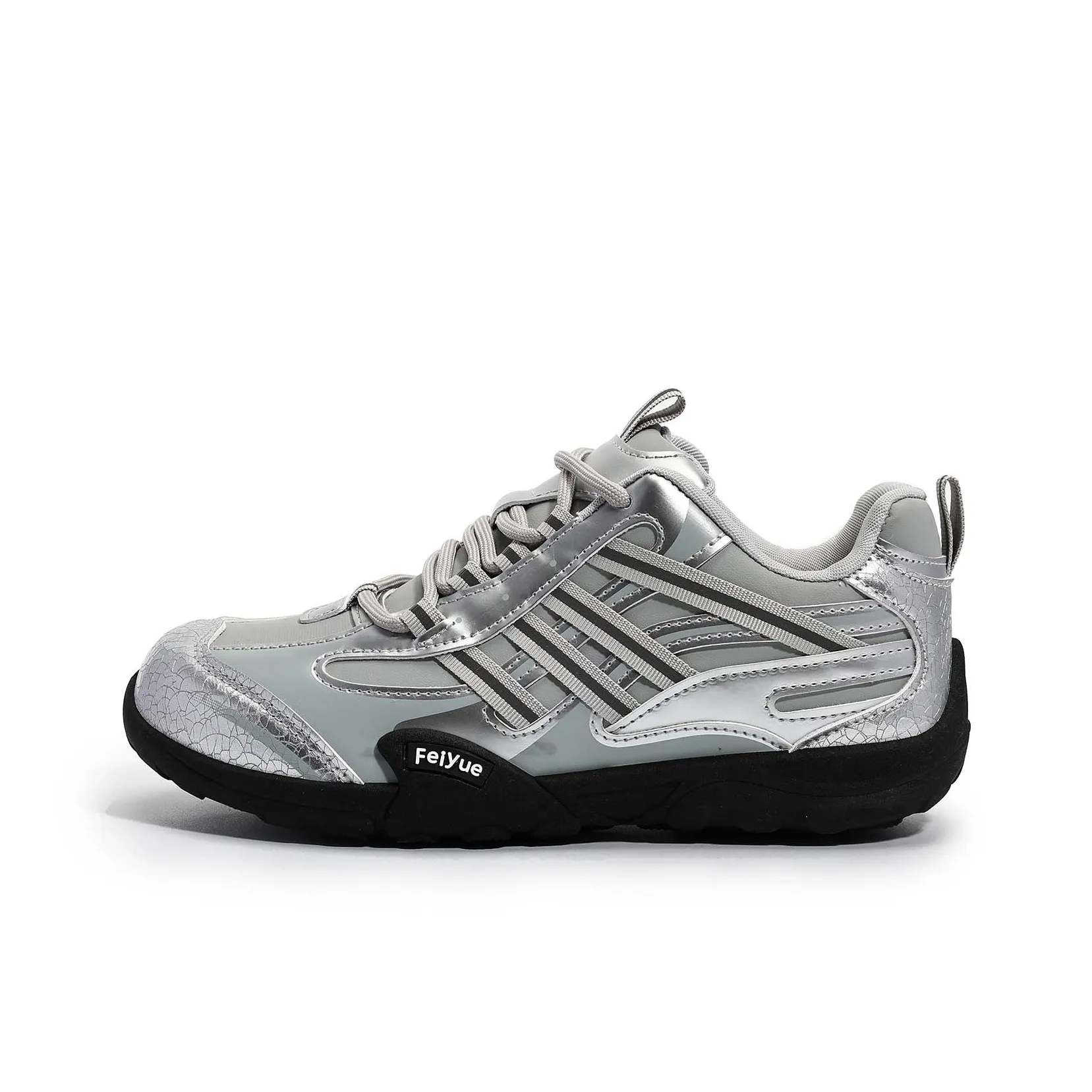 Feiyue Устойчивый к истиранию Легкий Баланс Низкий Топ Повседневная обувь Женская Серебряный Черный