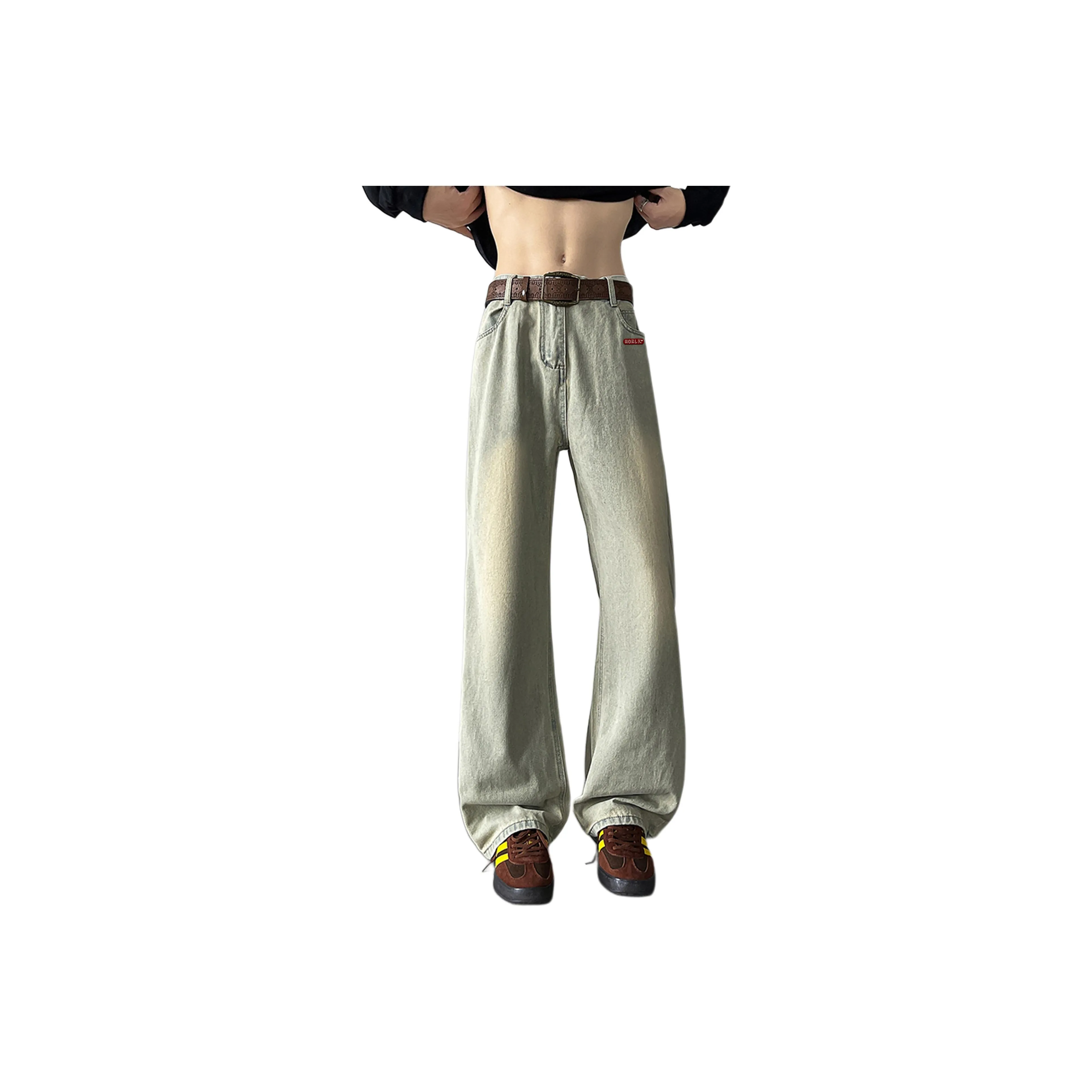 HOKLV Желтый С подарками Съемная застежка-булавка Унисекс Джинсы