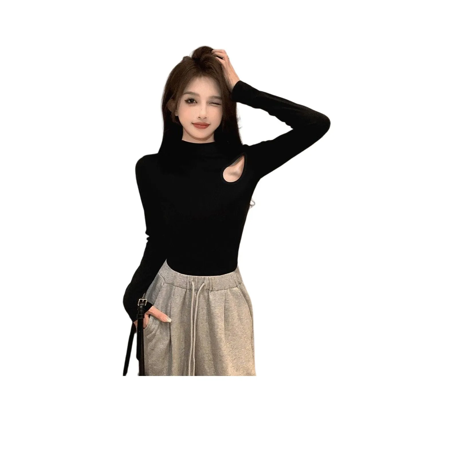 DEDY BLACK CUT Out Женская Трикотаж