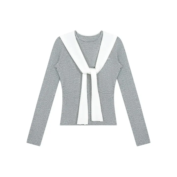 CALLED BACK Серый Длинный Рукав Т Рубашка Женская