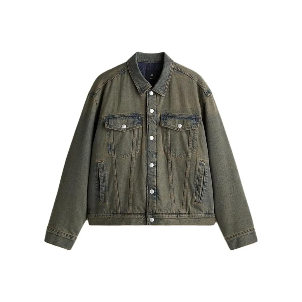 H M Denim Beige Blue Men's Jeans Jackets H M Деним Бежевый Синий Мужские Джинсовые Куртки