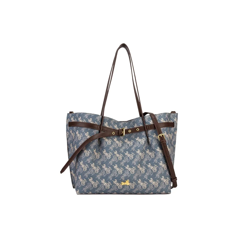 Jacoponnus Коровья кожа Сумка на плечо Стандартная Женская Кофейная Carriage Синяя