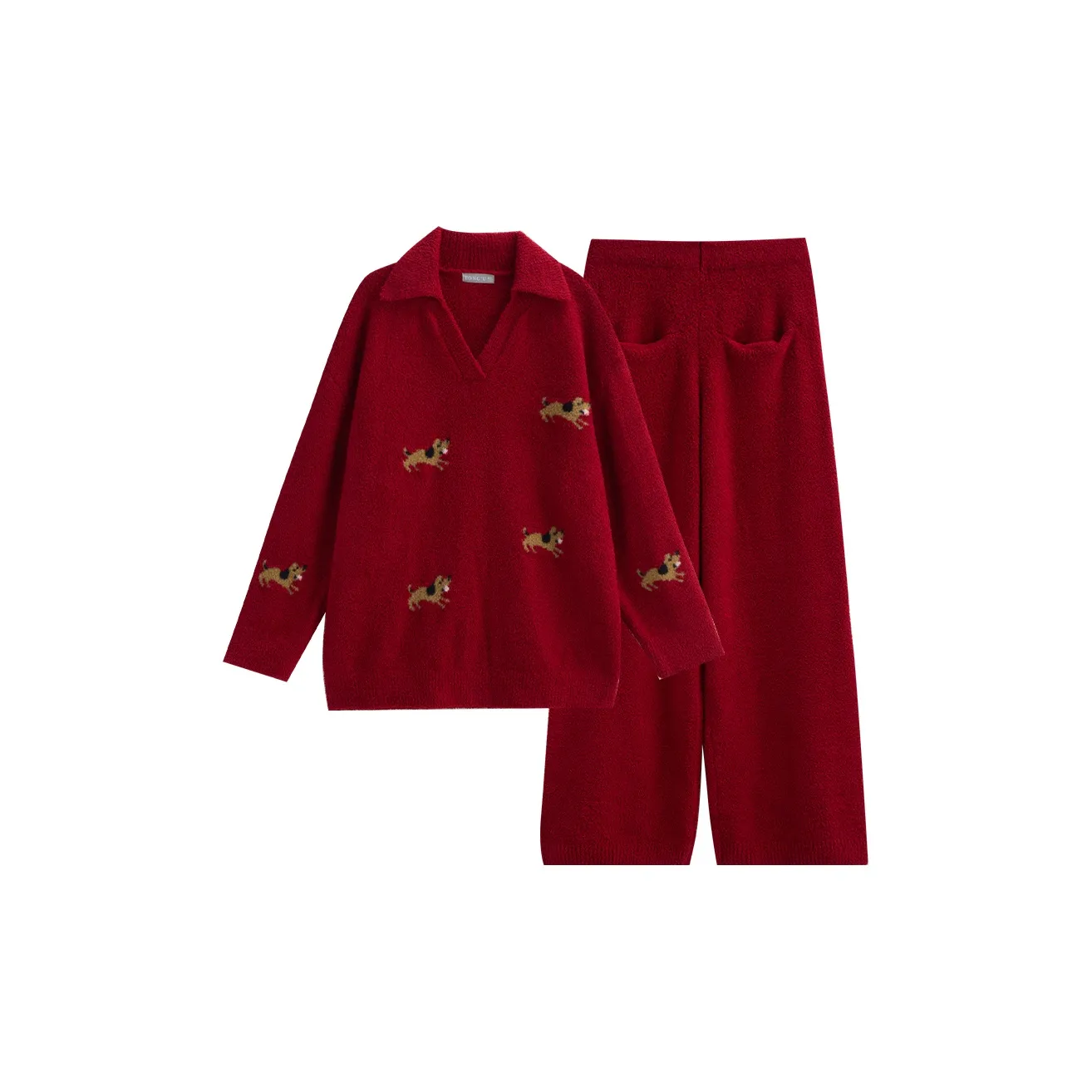 Same Language Пижамный комплект Мужской Рождественский красный Щенок