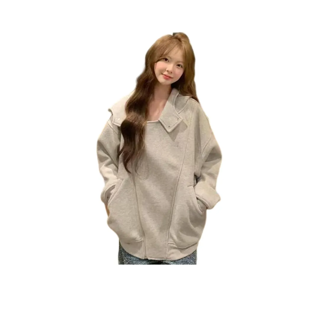 SIXUSICHOU Серый Тонкий Женский Свитшот