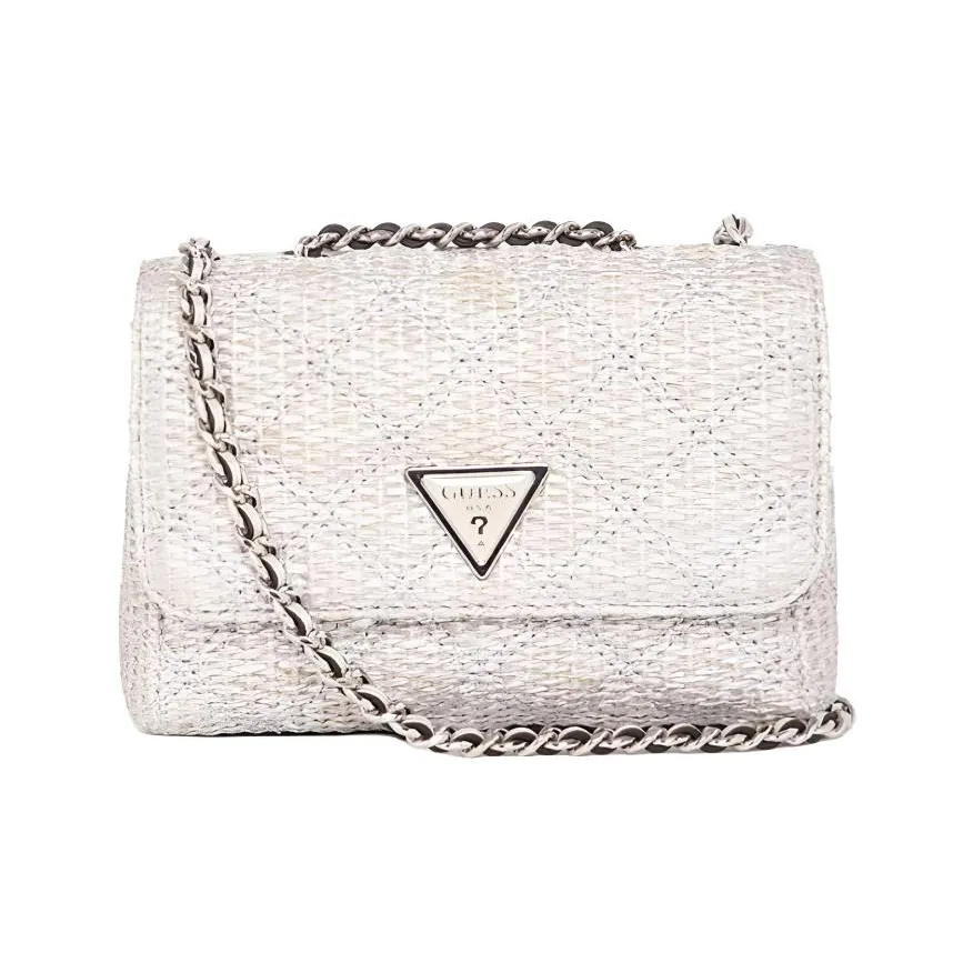 GUESS Целлюлозный материал с тканью и искусственной кожей сумка на плечо женская белая