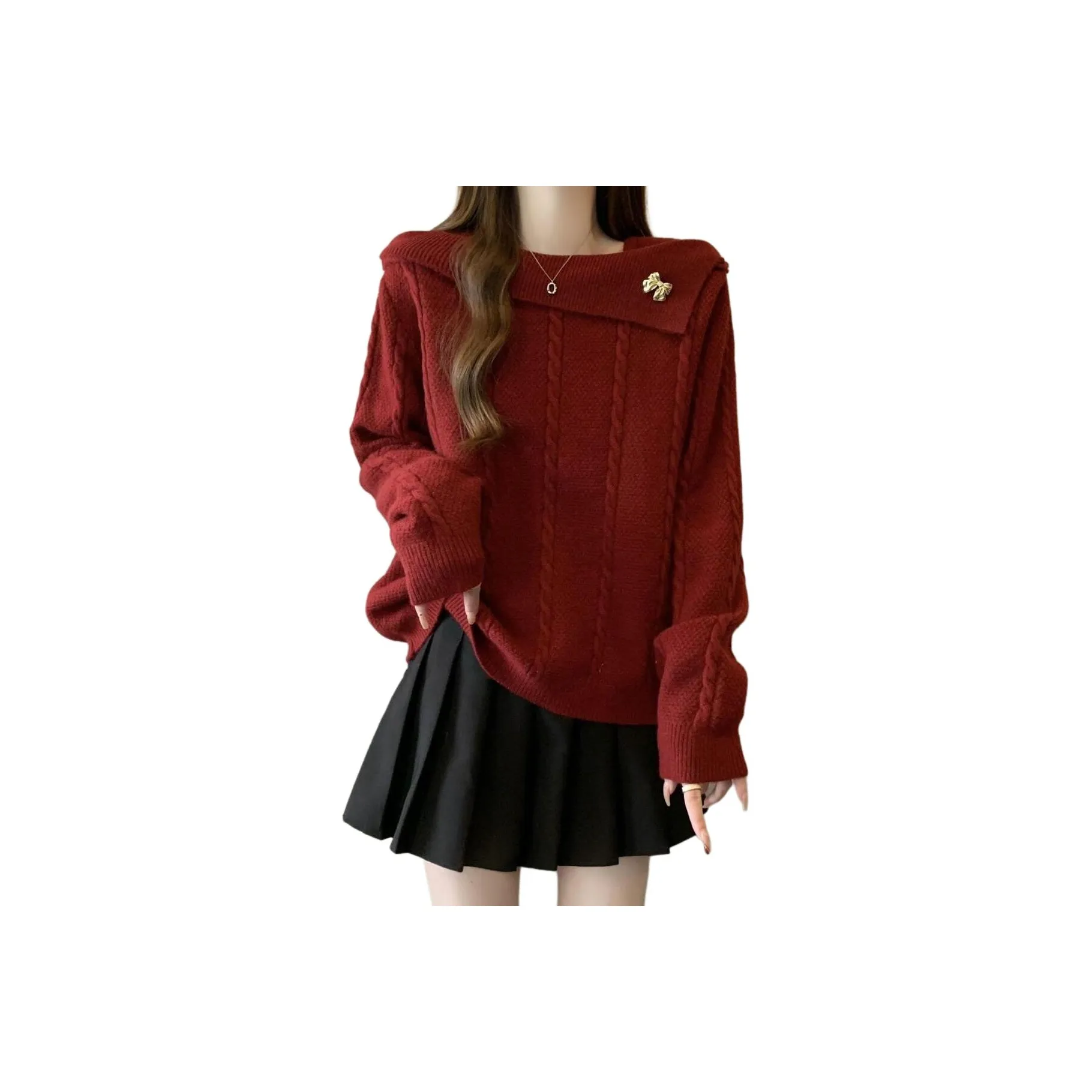 GUOZHEN Красный Женский Трикотаж