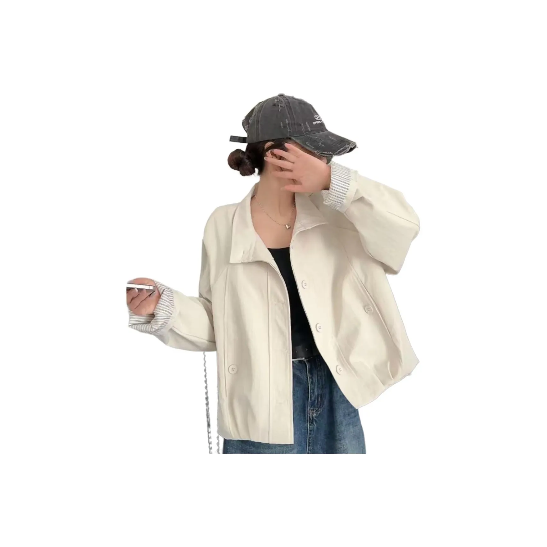 Fele.d Белый Женский Короткий Пальто