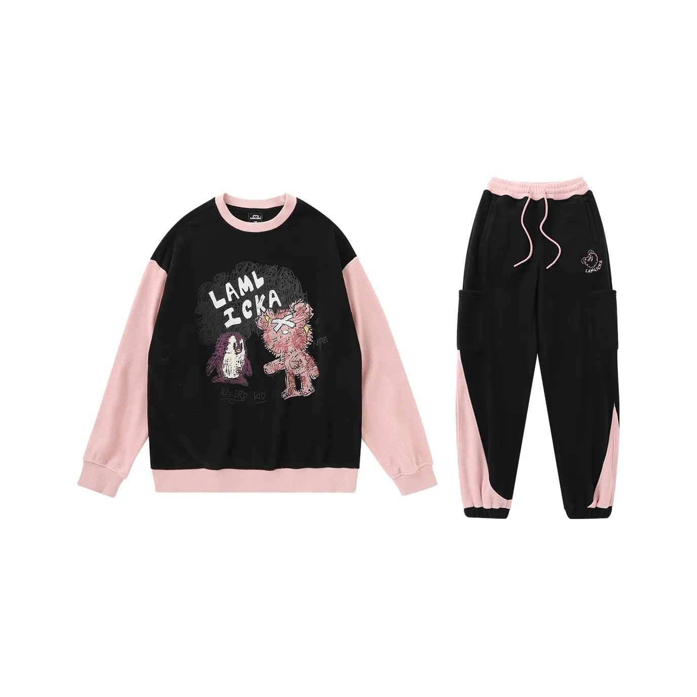 LAMLICKA Свитшот Комплект Унисекс Черный Розовый