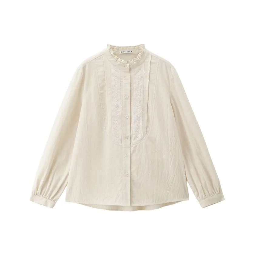 Giordano 01 Клейкий рис Белый Женские Рубашки